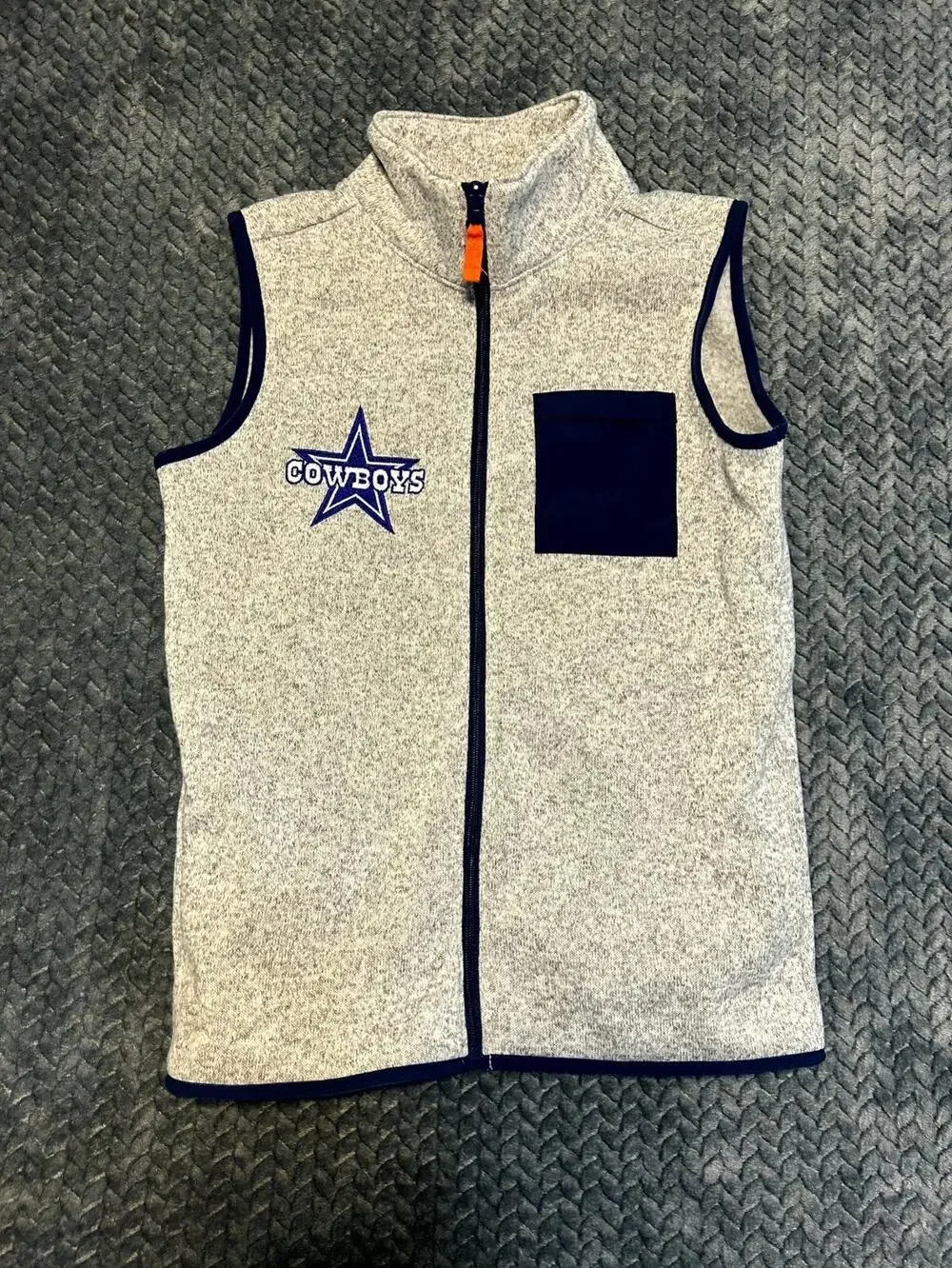 Dallas Cowboys Fleece Zip-Up Vest Kids 14/14A Gray Carter's NFL Football Sports